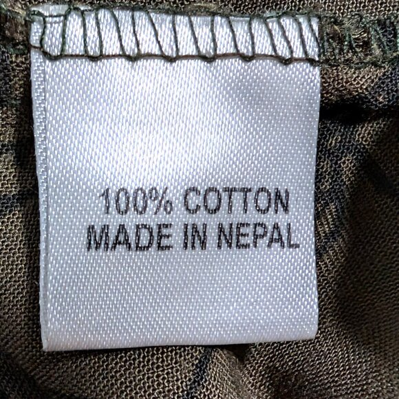 Rhea Womens Size L/XL Olive Green Hindu Ganesh Tie Front Flare Cuff Crop Top - Picture 10 of 11